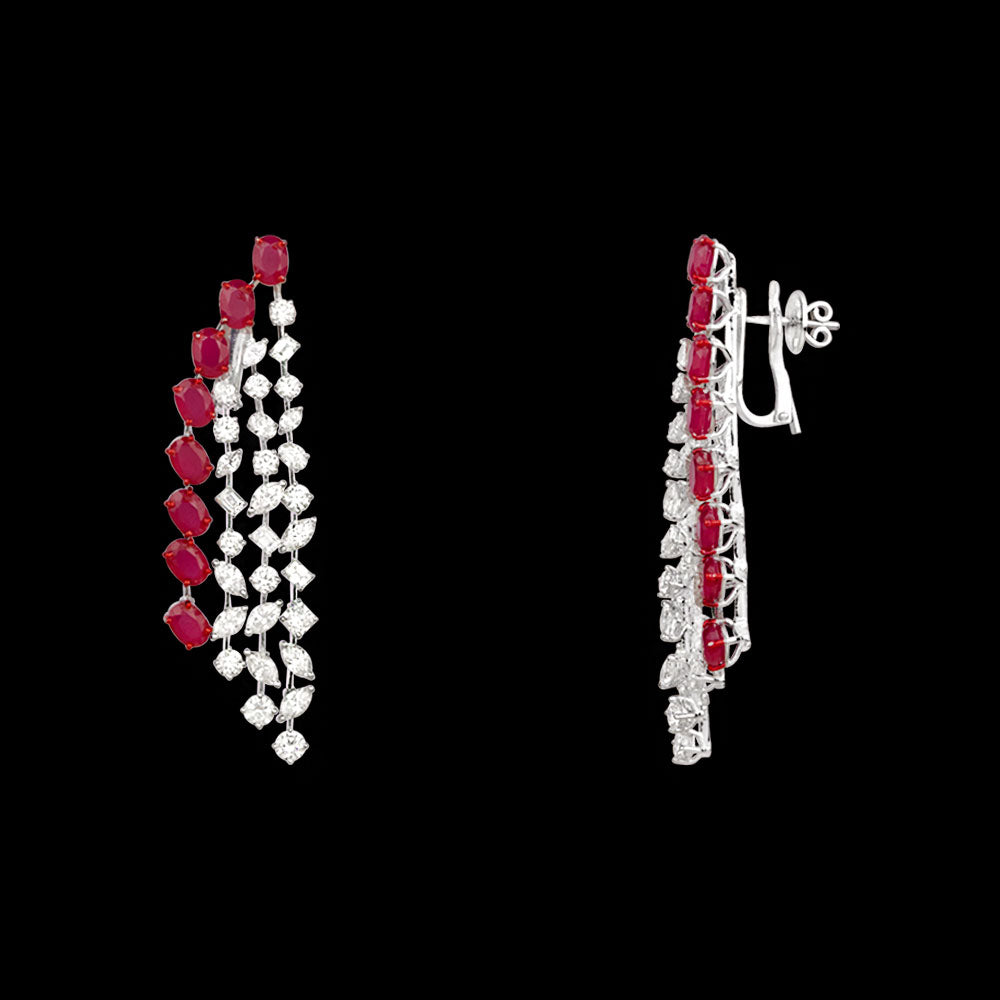 18K White Gold Diamond Jewellery - 13.346ct VVS-VS-GH with Colour Stones