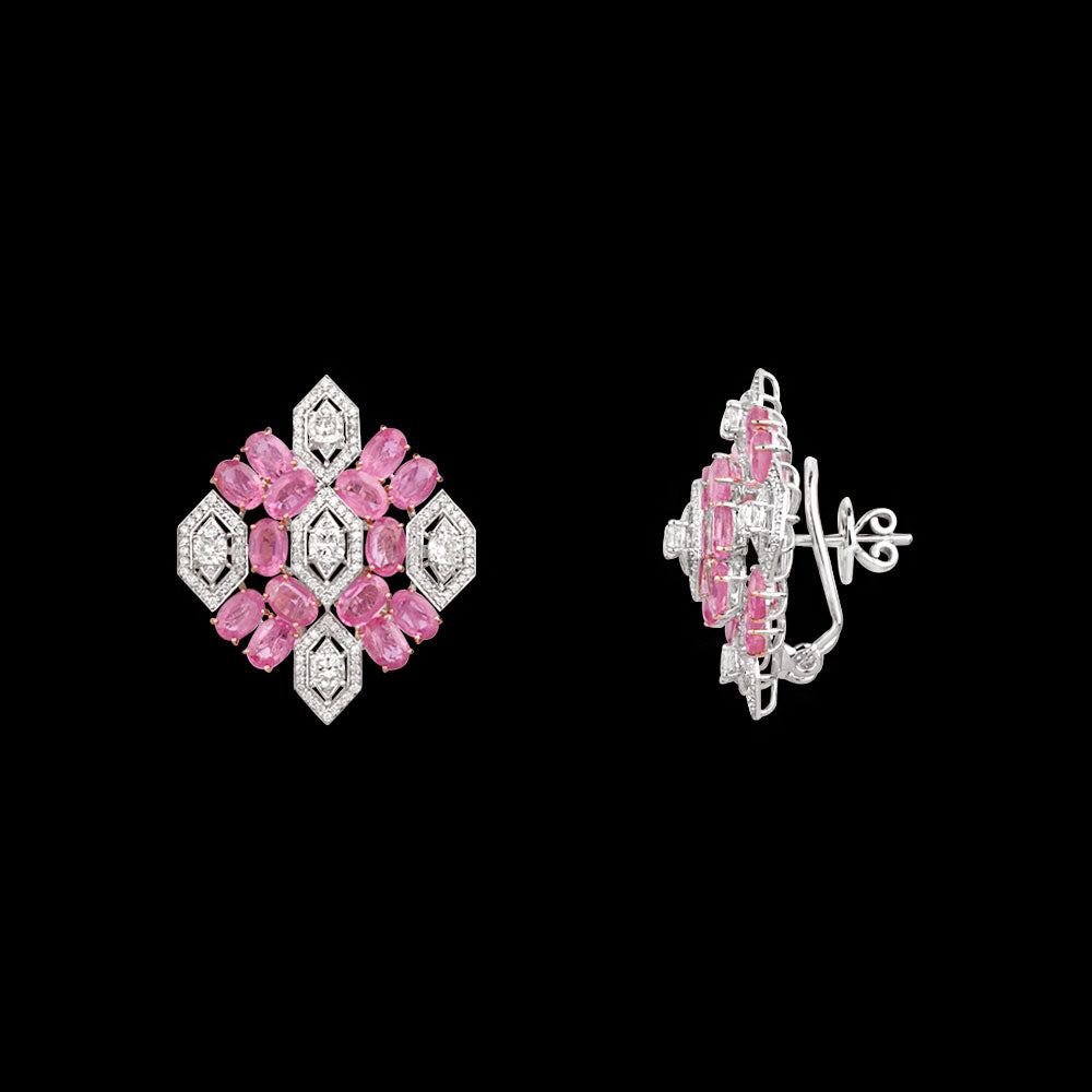 18K White Gold Diamond Jewellery - 3.56ct VS-SI-EF with Colour Stones