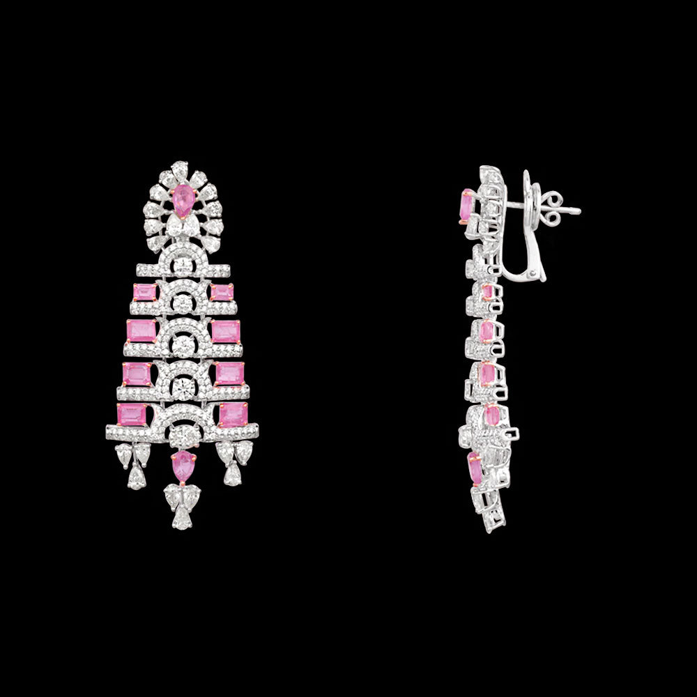 18K White Gold Diamond Jewellery - 10.531ct VVS-VS-HI with Colour Stones