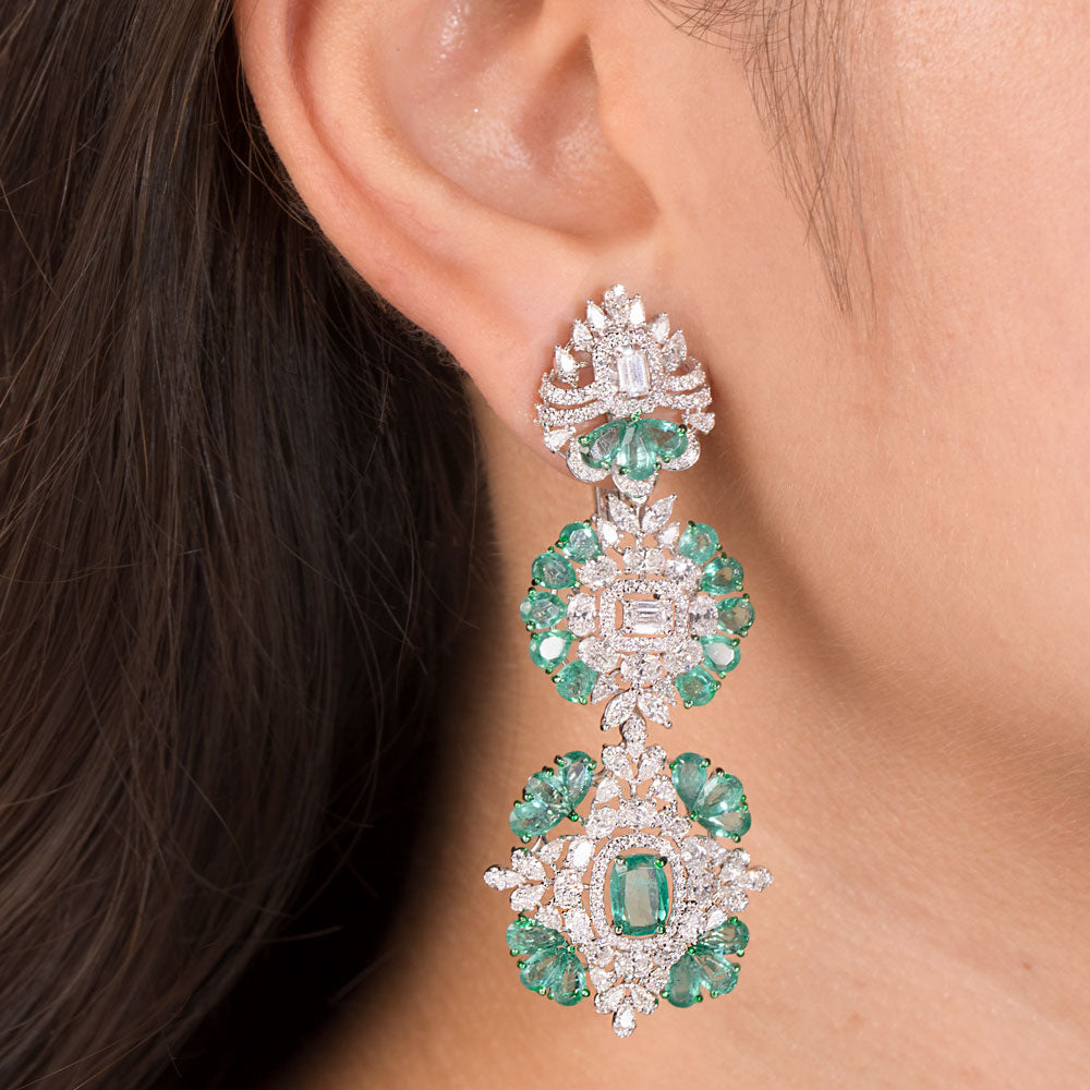 18K White Gold Diamond Jewellery - 7.251ct VS-SI-EF with Colour Stones