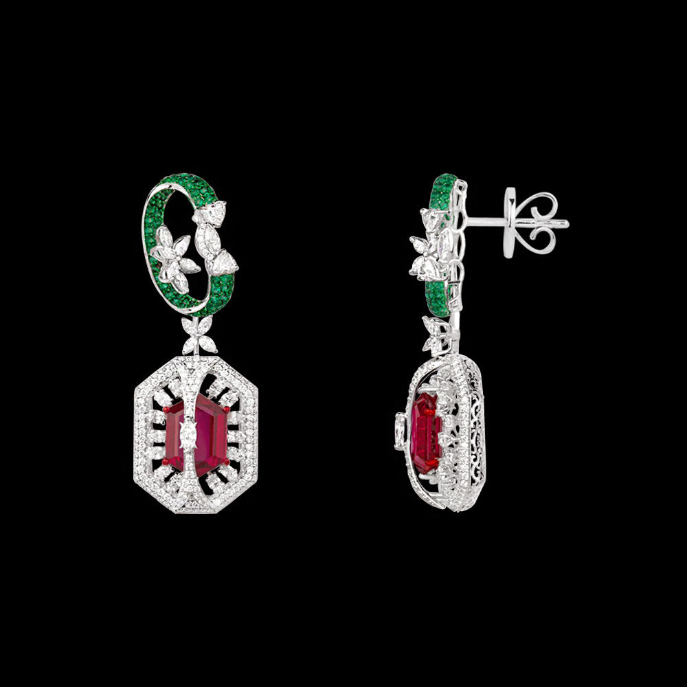 18K White Gold Diamond Jewellery - 6.227ct VVS-EF with Colour Stones