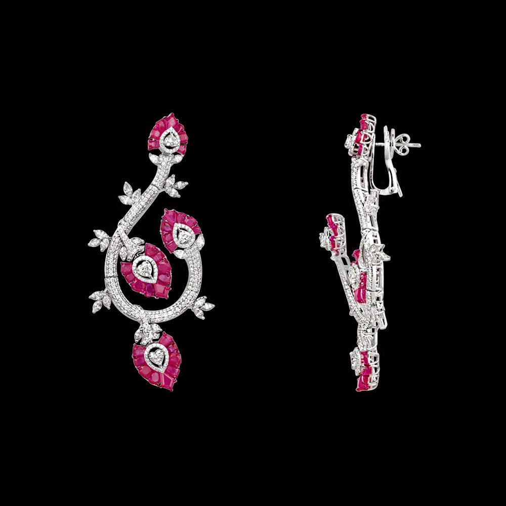 18K White Gold Diamond Jewellery - 9.401ct VVS-VS-GH with Colour Stones