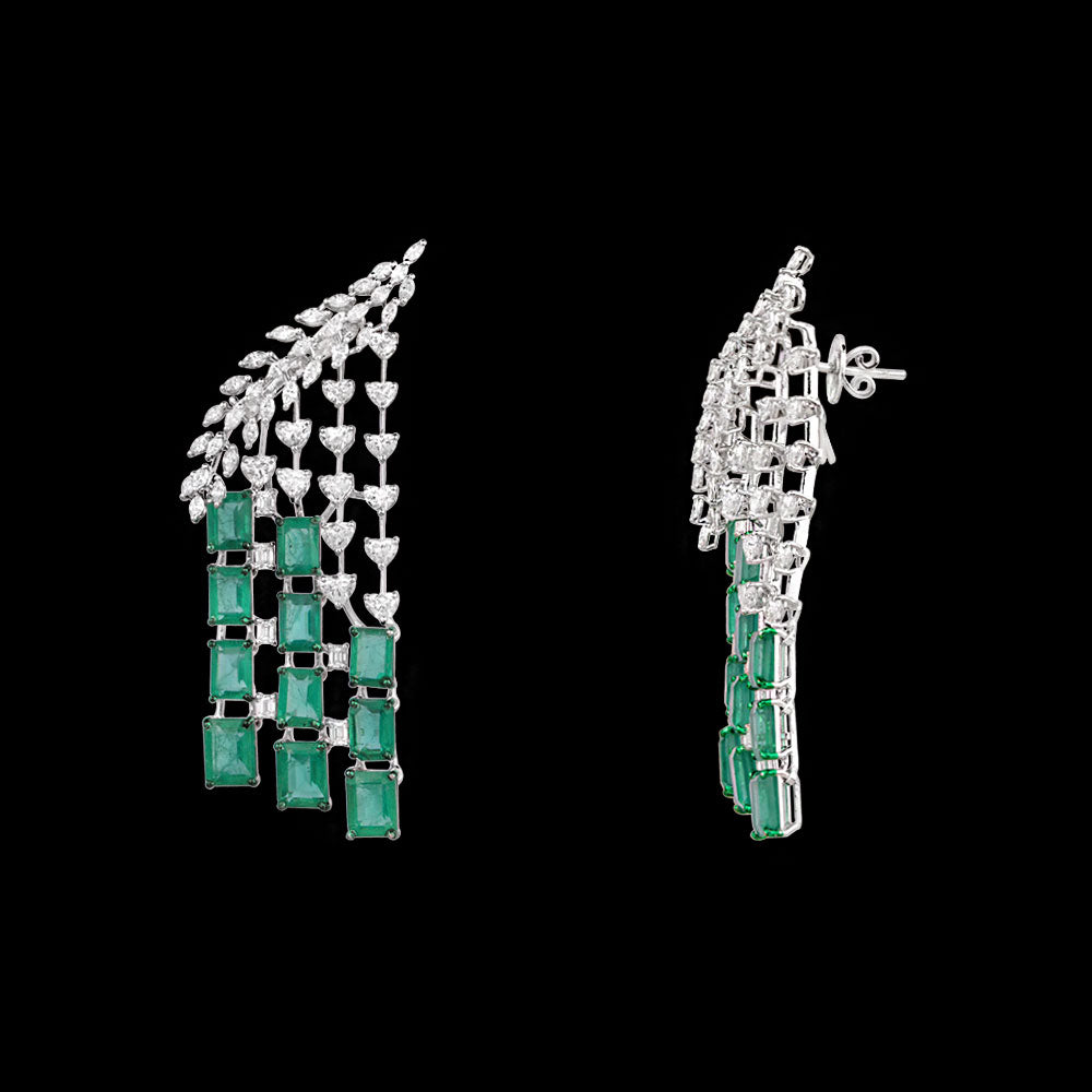 18K White Gold Diamond Jewellery - 7.965ct VVS-VS-FG with Colour Stones