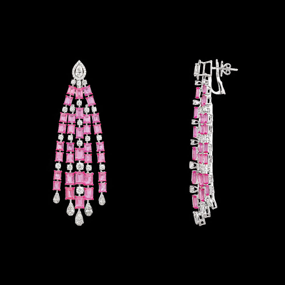 18K White Gold Diamond Jewellery - 9.069ct VVS-VS-IJ with Colour Stones