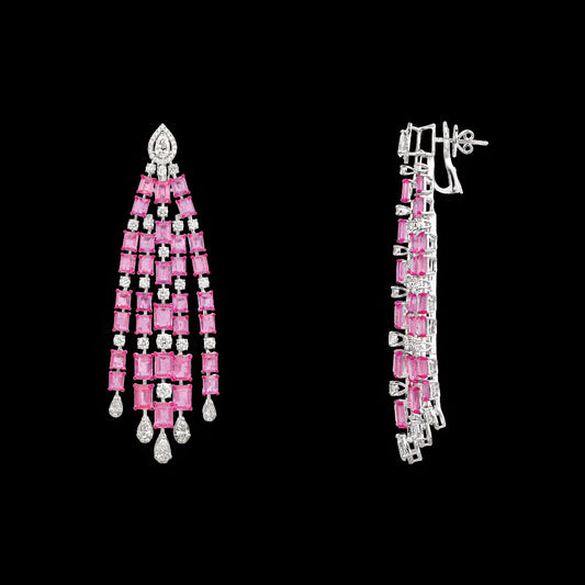 18K White Gold Diamond Jewellery - 9.069ct VVS-VS-IJ with Colour Stones