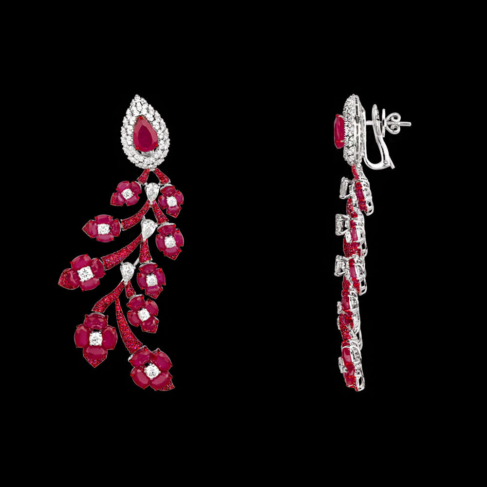 18K White Gold Diamond Jewellery - 6.073ct VVS-VS-IJ with Colour Stones