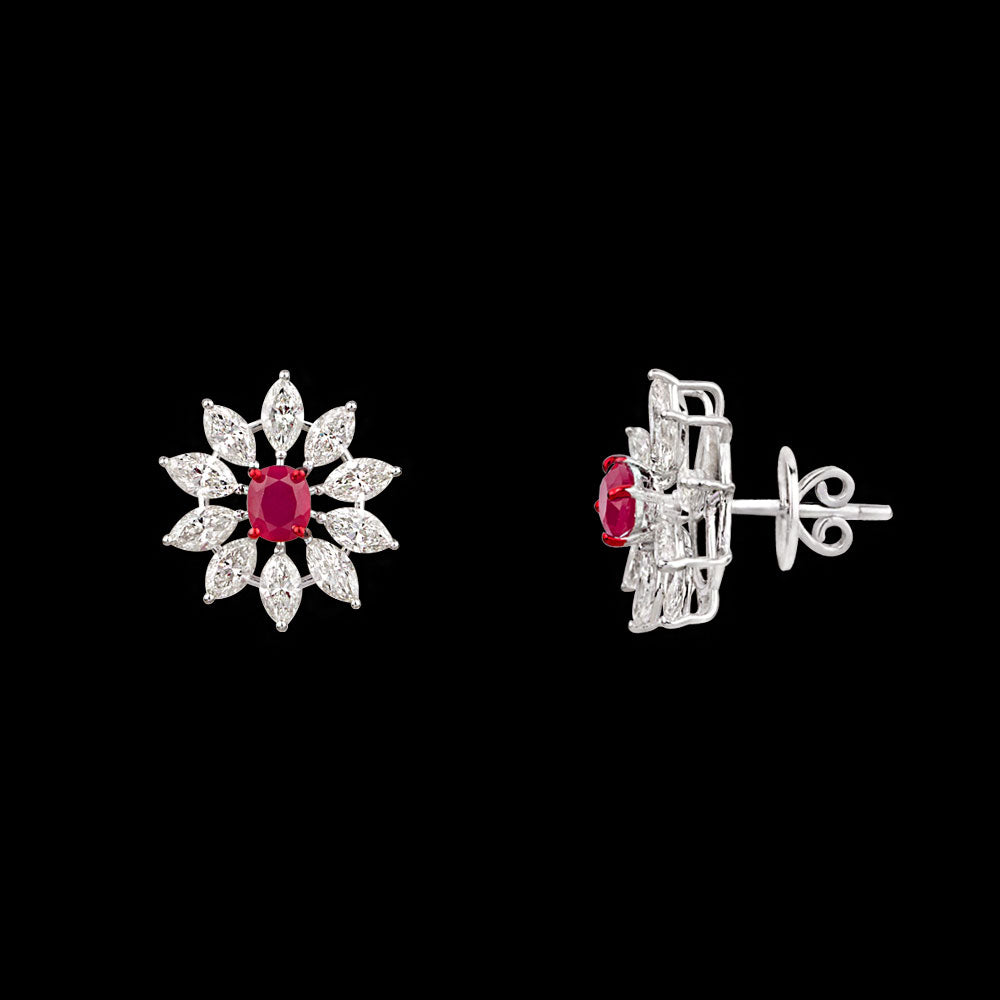 18K White Gold Diamond Jewellery - 4.959ct VVS-VS-IJ with Colour Stones