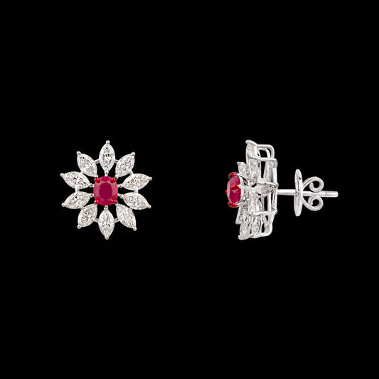 18K White Gold Diamond Jewellery - 4.959ct VVS-VS-IJ with Colour Stones