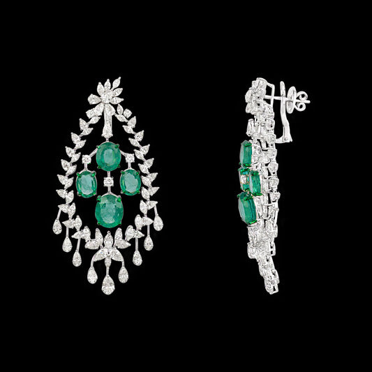 18K White Gold Diamond Jewellery - 14.608ct VVS-VS-IJ with Colour Stones