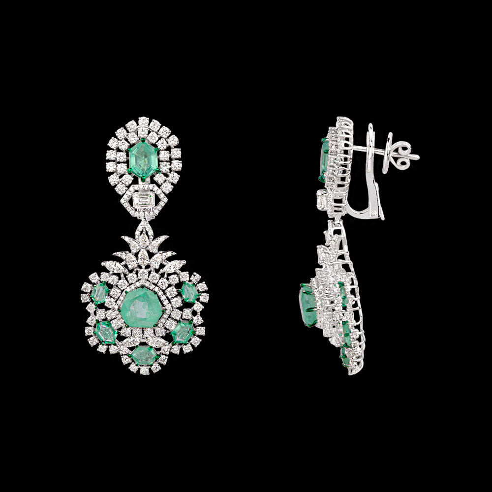 18K White Gold Diamond Jewellery - 7.031ct VVS-VS-HI with Colour Stones
