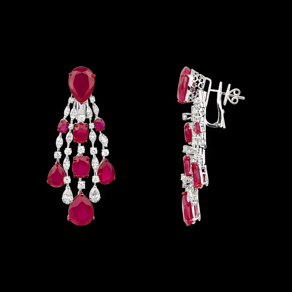18K White Gold Diamond Jewellery - 5.584ct VVS-VS-IJK with Colour Stones