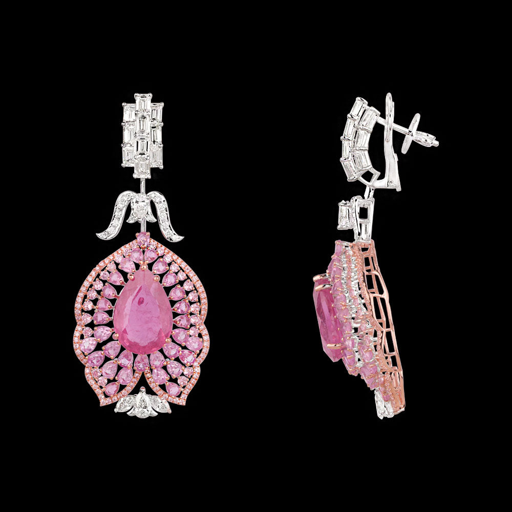 18K White Gold Diamond Jewellery - 8.421ct VVS-VS-GH with Colour Stones
