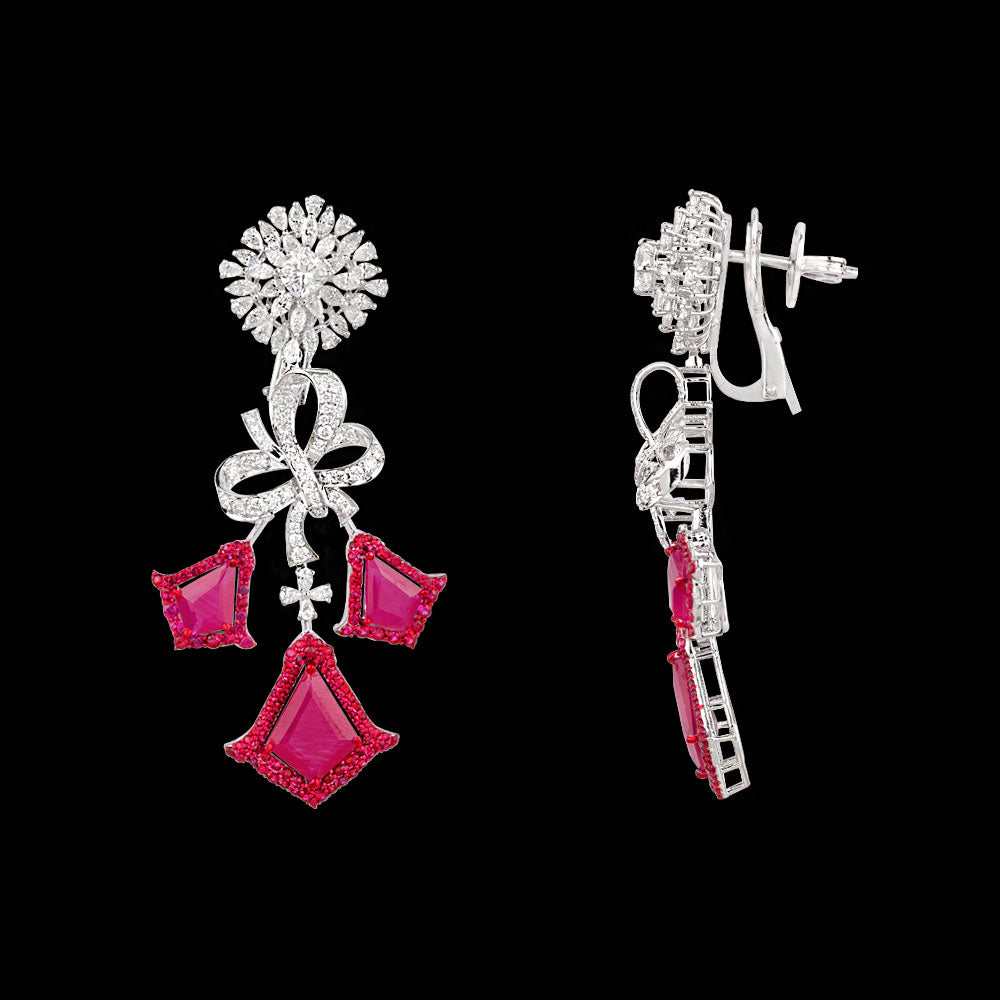 18K White Gold Diamond Jewellery - 4.18ct VVS-VS-EF with Colour Stones