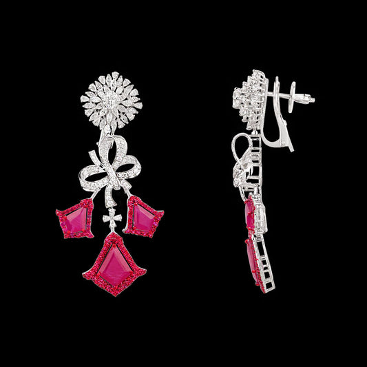 18K White Gold Diamond Jewellery - 4.18ct VVS-VS-EF with Colour Stones
