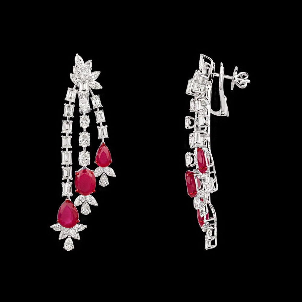 18K White Gold Diamond Jewellery - 19.524ct VVS-VS-HI with Colour Stones