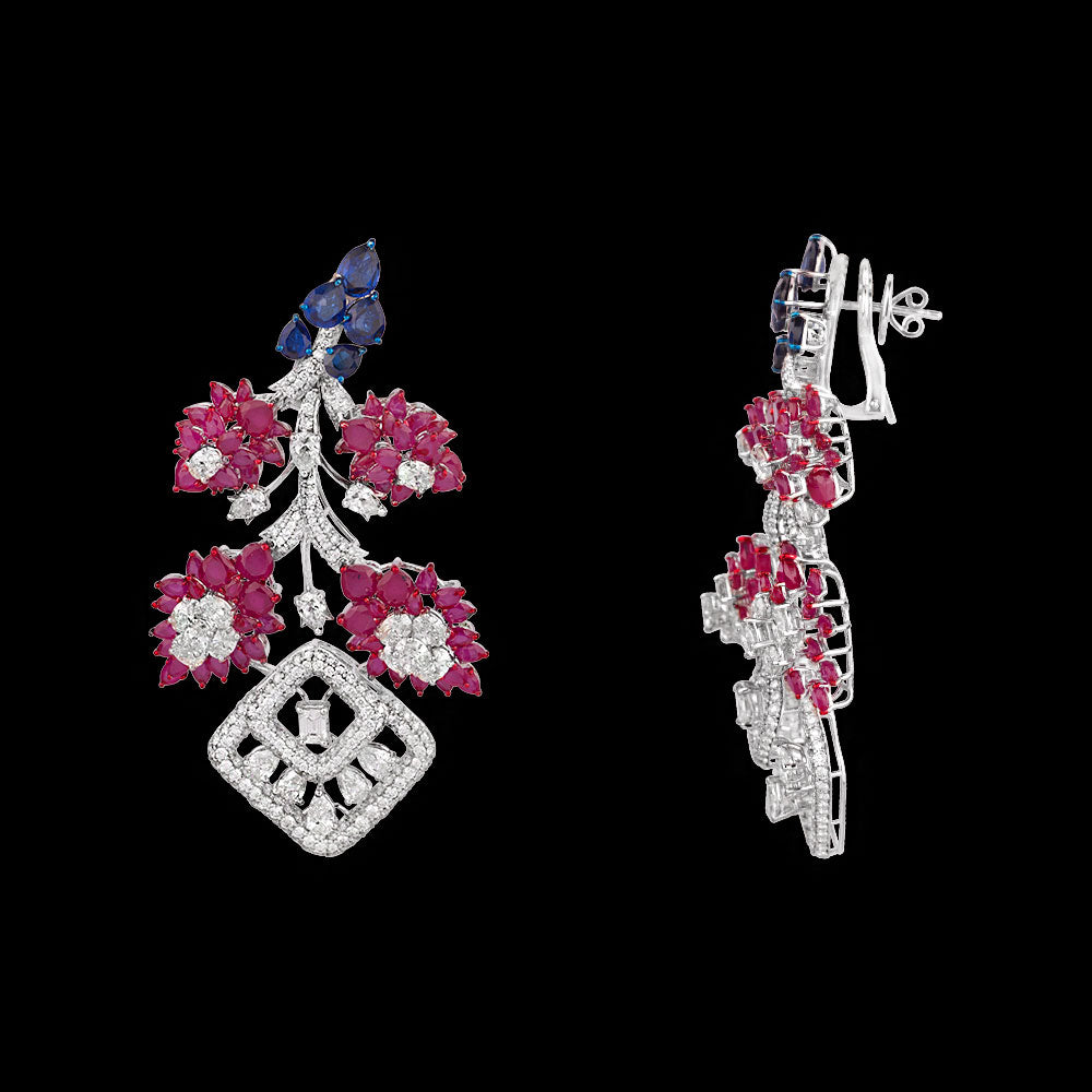 18K White Gold Diamond Jewellery - 16.771ct VVS-VS-HI with Colour Stones
