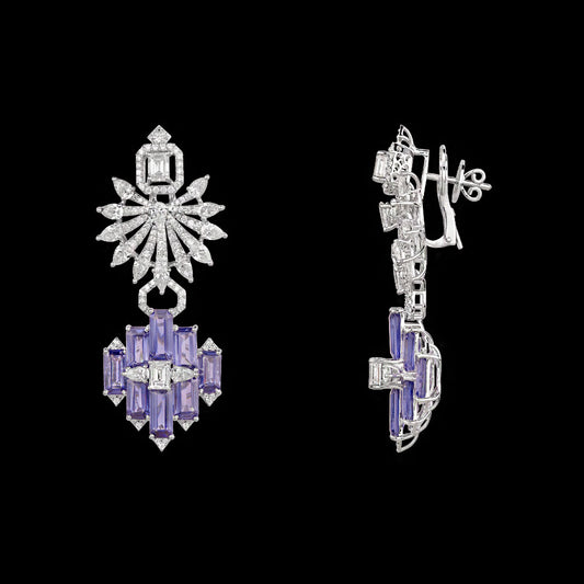 18K White Gold Diamond Jewellery - 10.417ct VVS-VS-GH with Colour Stones