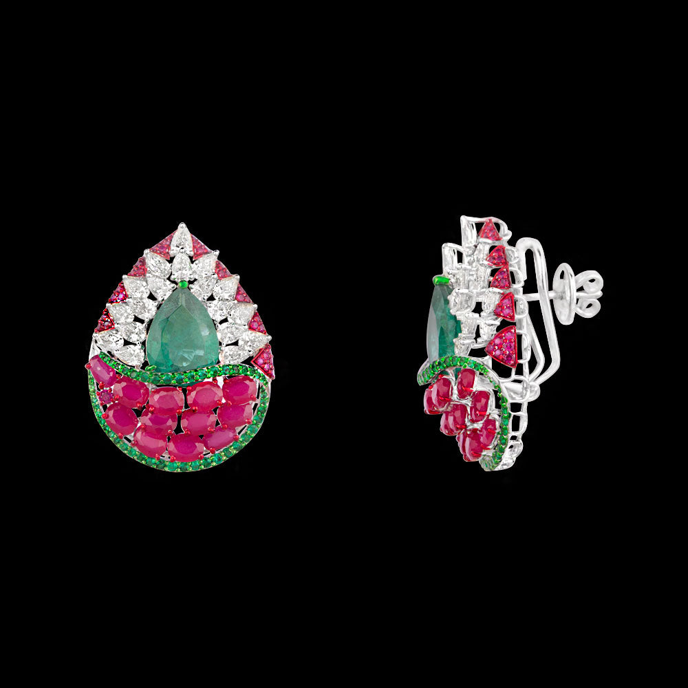 14K White Gold Diamond Jewellery - 5.212ct VS-SI-JK with Colour Stones