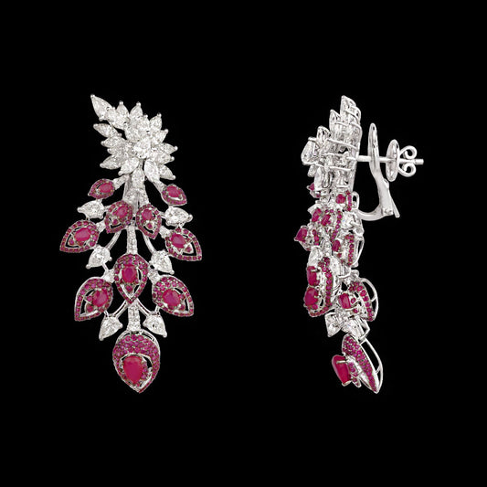 14K White Gold Diamond Jewellery - 9.932ct VVS-VS-IJ with Colour Stones