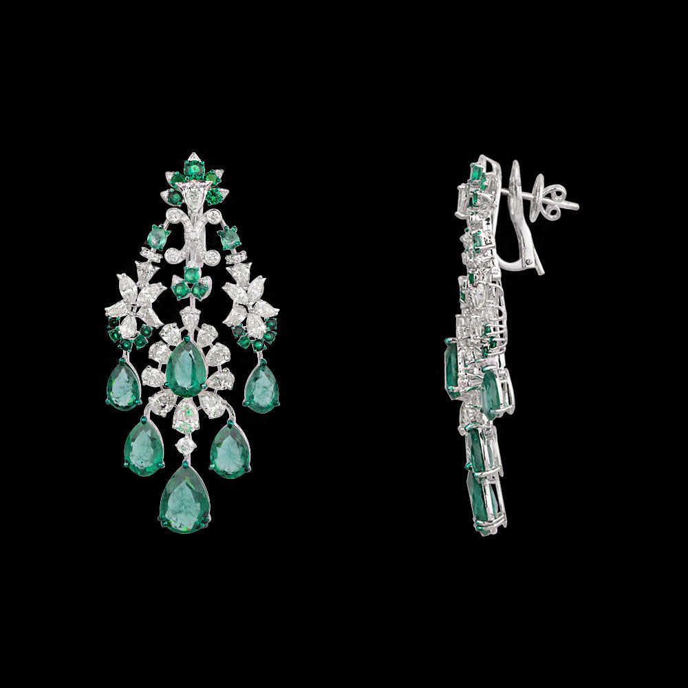 14K White Gold Diamond Jewellery - 10.542ct VVS-VS-JK with Colour Stones