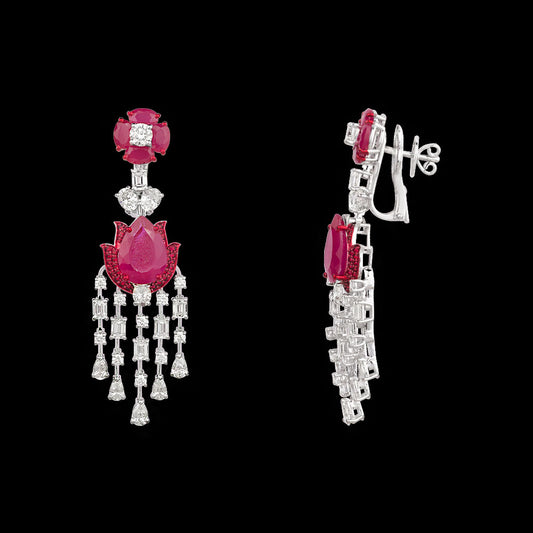 14K White Gold Diamond Jewellery - 8.424ct VVS-VS-GH with Colour Stones