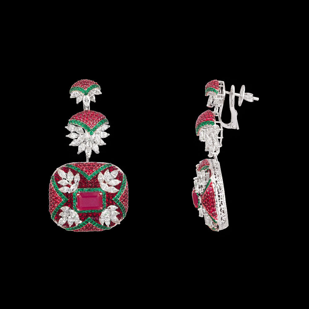 14K White Gold Diamond Jewellery - 11.89ct VS-SI-IJ with Colour Stones