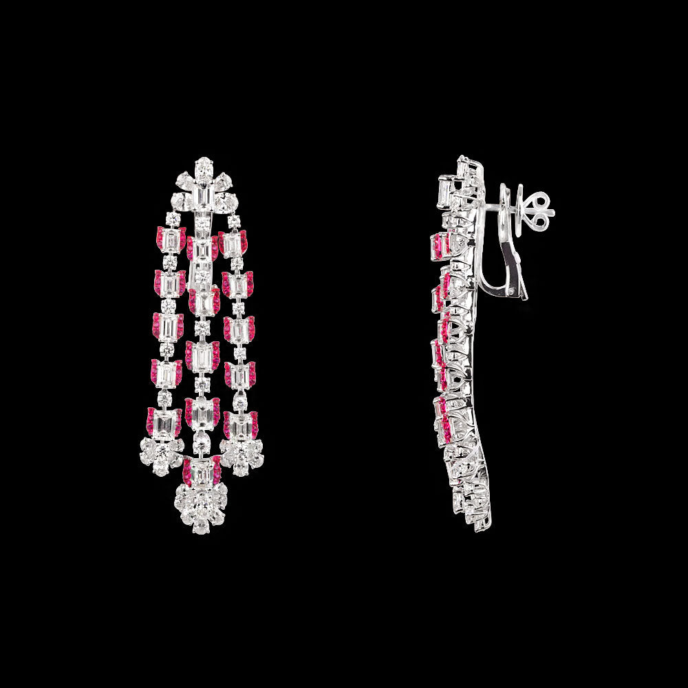 18K White Gold Diamond Jewellery - 16.1ct VVS-VS-FG with Colour Stones
