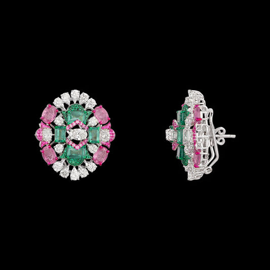 14K White Gold Diamond Jewellery - 6.359ct VVS-VS-HI with Colour Stones