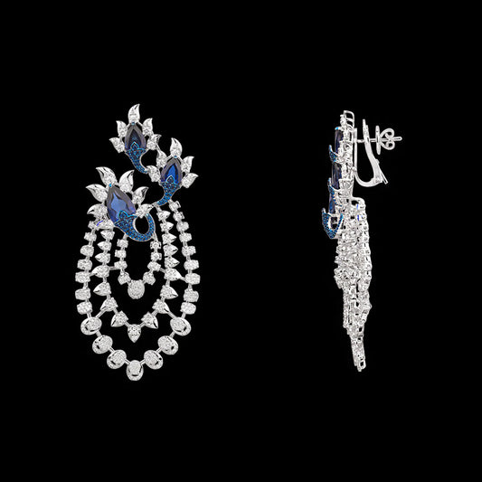 18K White Gold Diamond Jewellery - 5.265ct VVS-VS-HI with Colour Stones