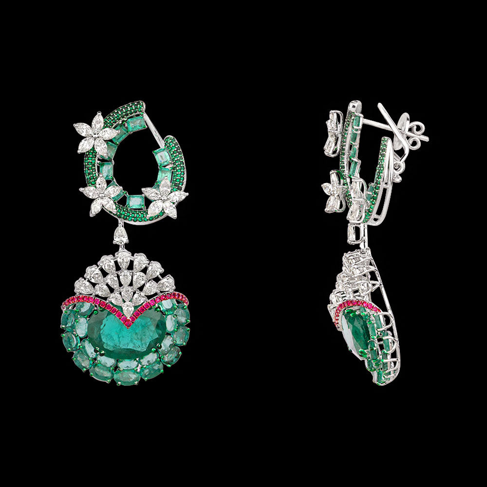 14K White Gold Diamond Jewellery - 7.82ct VS-SI-JK with Colour Stones