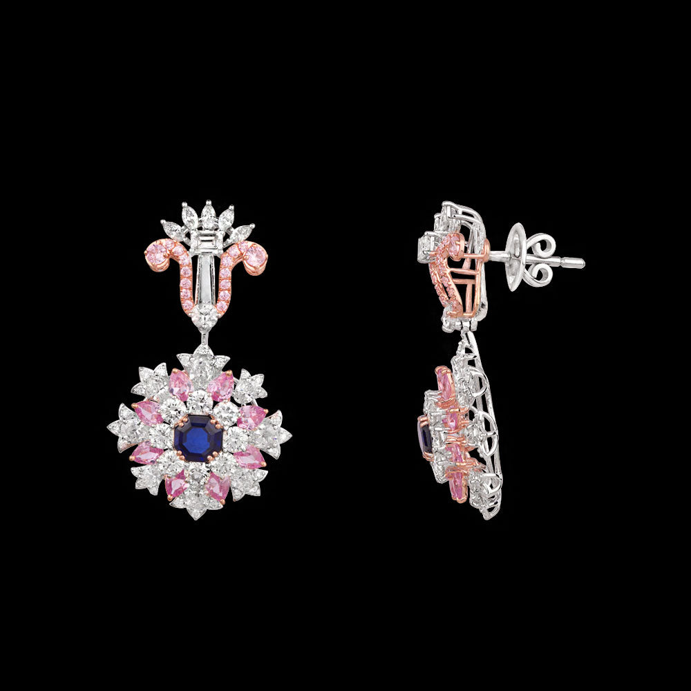 18K White Gold Diamond Jewellery - 5.239ct VS-SI-FG with Colour Stones