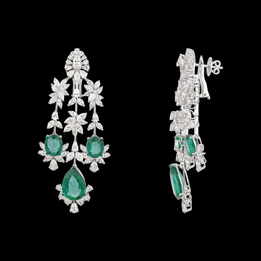 18K White Gold Diamond Jewellery - 17.311ct VVS-VS-GH with Colour Stones