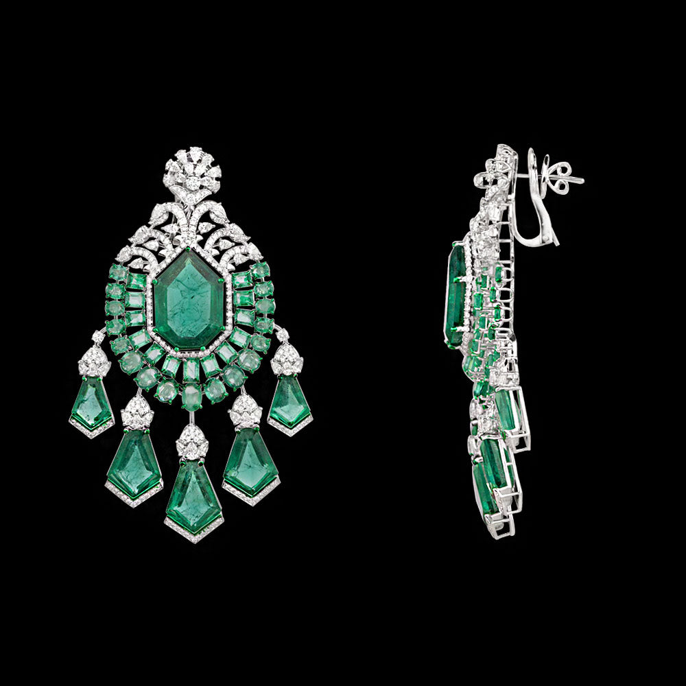 18K White Gold Diamond Jewellery - 6.4ct VVS-VS-HI with Colour Stones