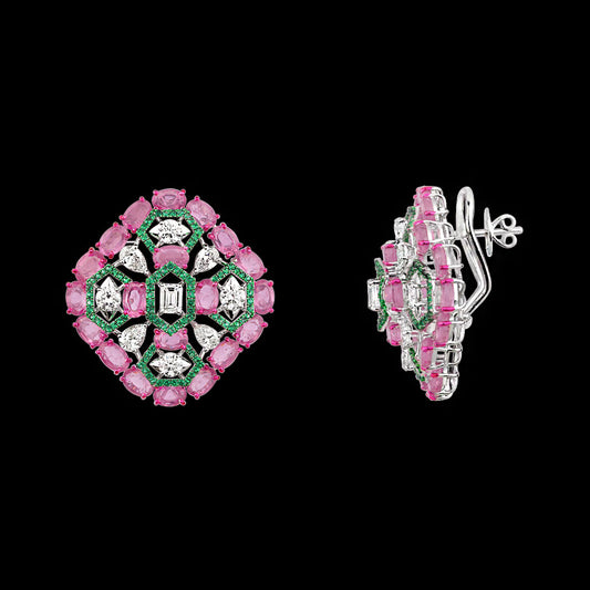 14K White Gold Diamond Jewellery - 5.79ct VS-SI-GH with Colour Stones