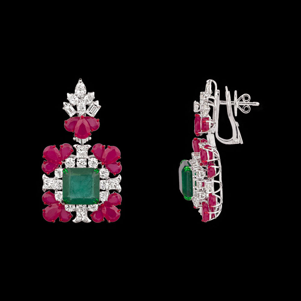 14K White Gold Diamond Jewellery - 8.674ct VVS-VS-IJ with Colour Stones