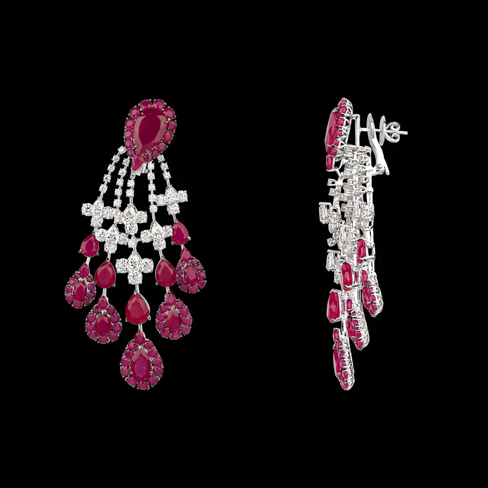 18K White Gold Diamond Jewellery - 12.307ct VVS-VS-HI with Colour Stones