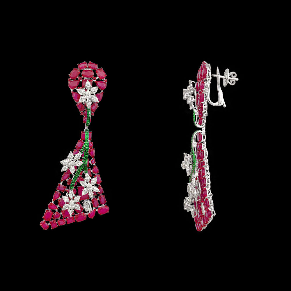 14K White Gold Diamond Jewellery - 7.839ct VVS-VS-KL with Colour Stones