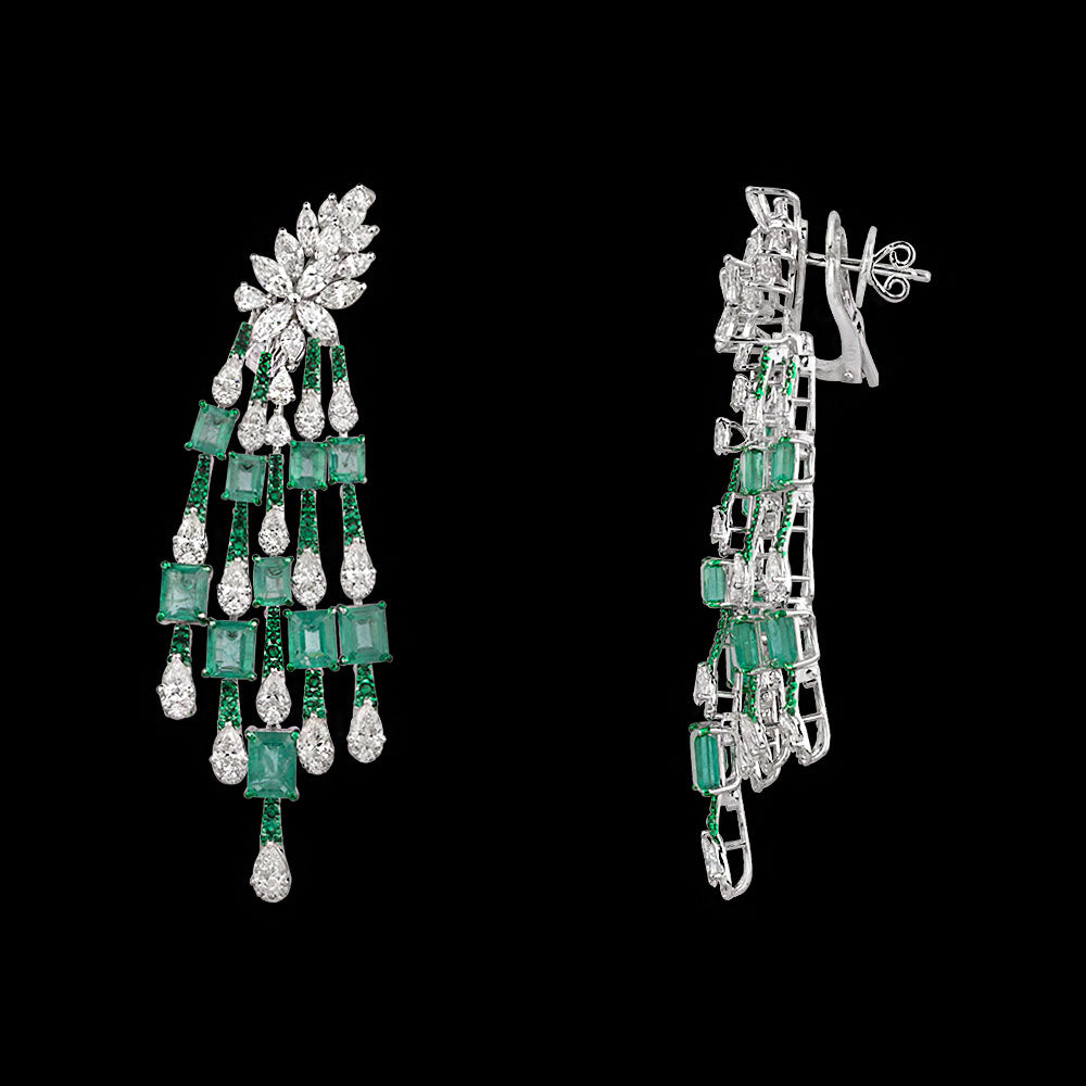 14K White Gold Diamond Jewellery - 9.665ct VVS-VS-IJ with Colour Stones