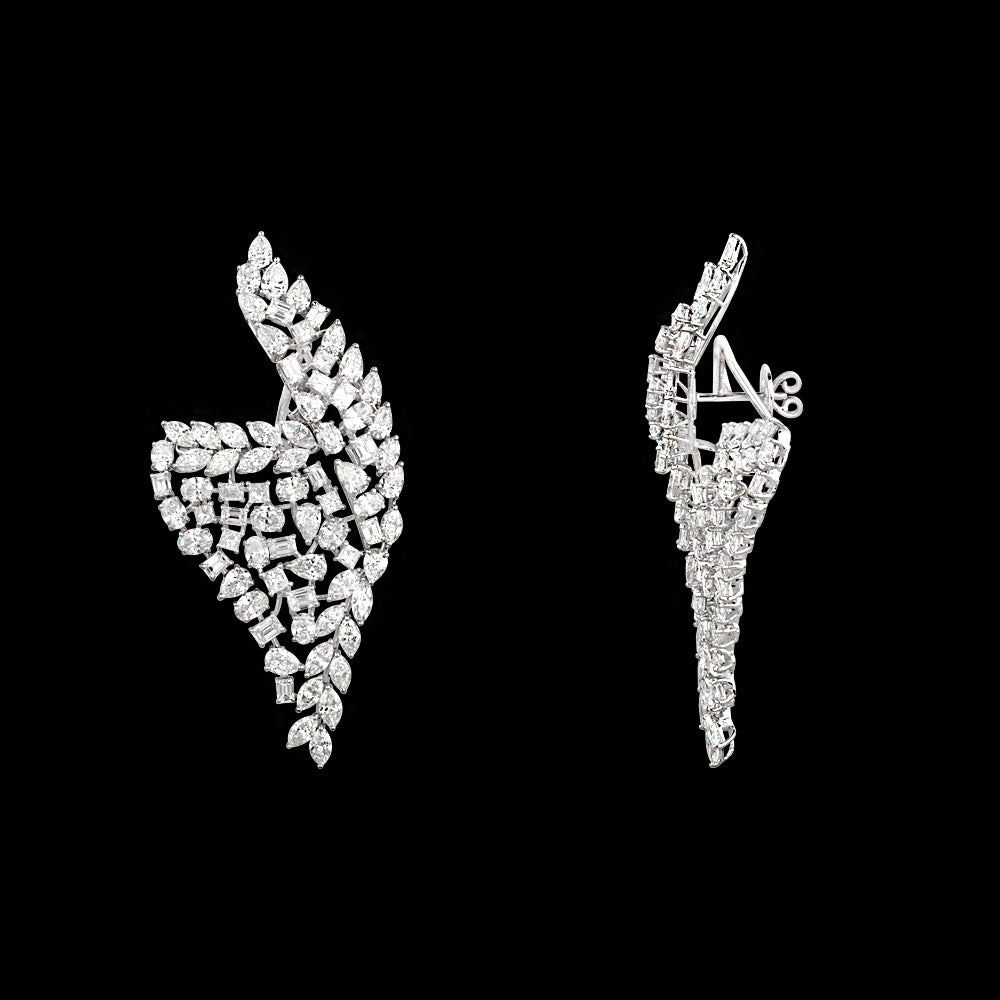 18K White Gold Diamond Earrings - 27.14ct VVS-VS-GH