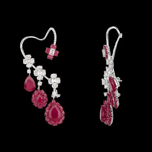 14K White Gold Diamond Jewellery - 11.822ct VVS-VS-GH with Colour Stones