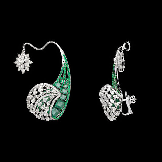 14K White Gold Diamond Jewellery - 14.276ct VVS-VS-IJ with Colour Stones