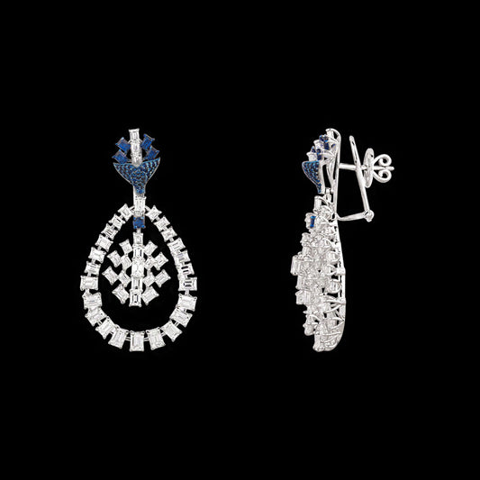 14K White Gold Diamond Jewellery - 10.453ct VVS-VS-EF with Colour Stones