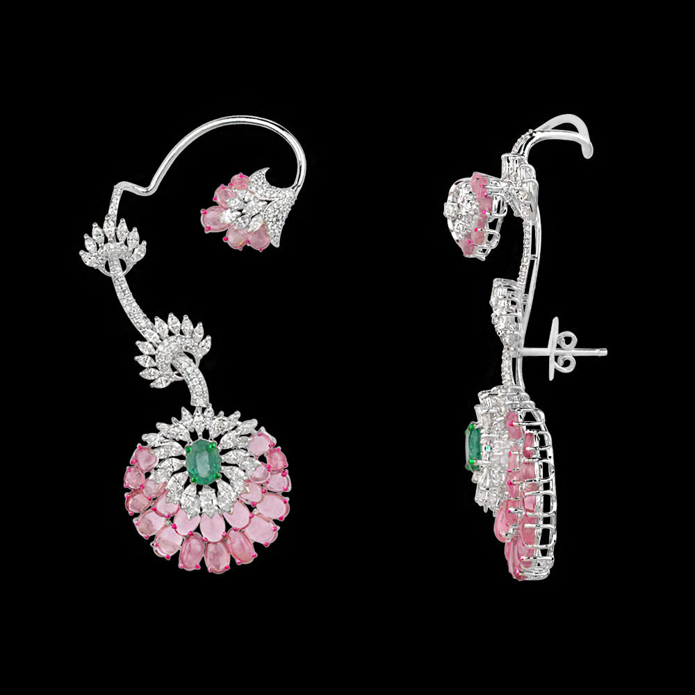 14K White Gold Diamond Jewellery - 7.868ct VS-SI-HI with Colour Stones