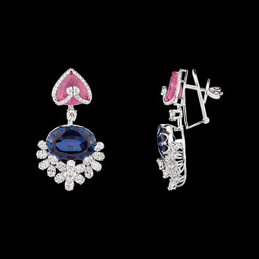 14K White Gold Diamond Jewellery - 6.607ct VS-SI-HI with Colour Stones