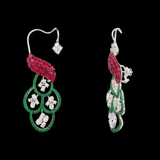 14K White Gold Diamond Jewellery - 13.327ct VVS-VS-JK with Colour Stones