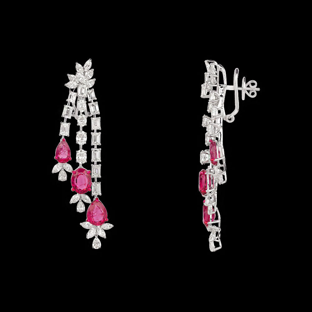 9K White Gold Diamond Jewellery - 15.49ct VVS-VS-HI with Colour Stones