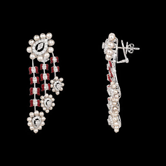 14K White Gold Diamond Jewellery - 6.556ct VVS-VS-FG with Colour Stones