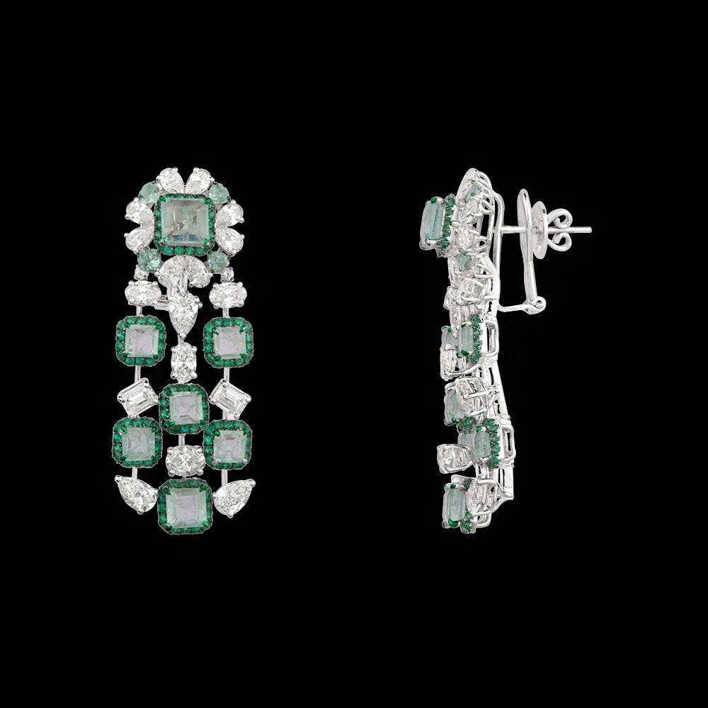 14K White Gold Diamond Necklace - 11.845ct VVS-VS-IJ with Colour Stones