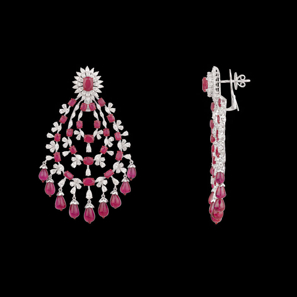 18K White Gold Diamond Necklace - 11.242ct VS-SI-GH with Colour Stones