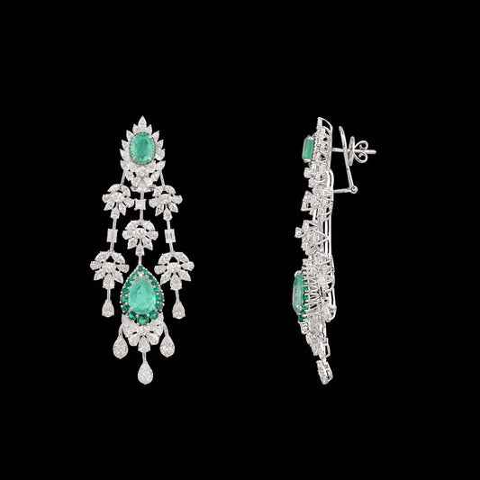 18K White Gold Diamond Earrings - 16.454ct VVS-VS-HI with Colour Stones